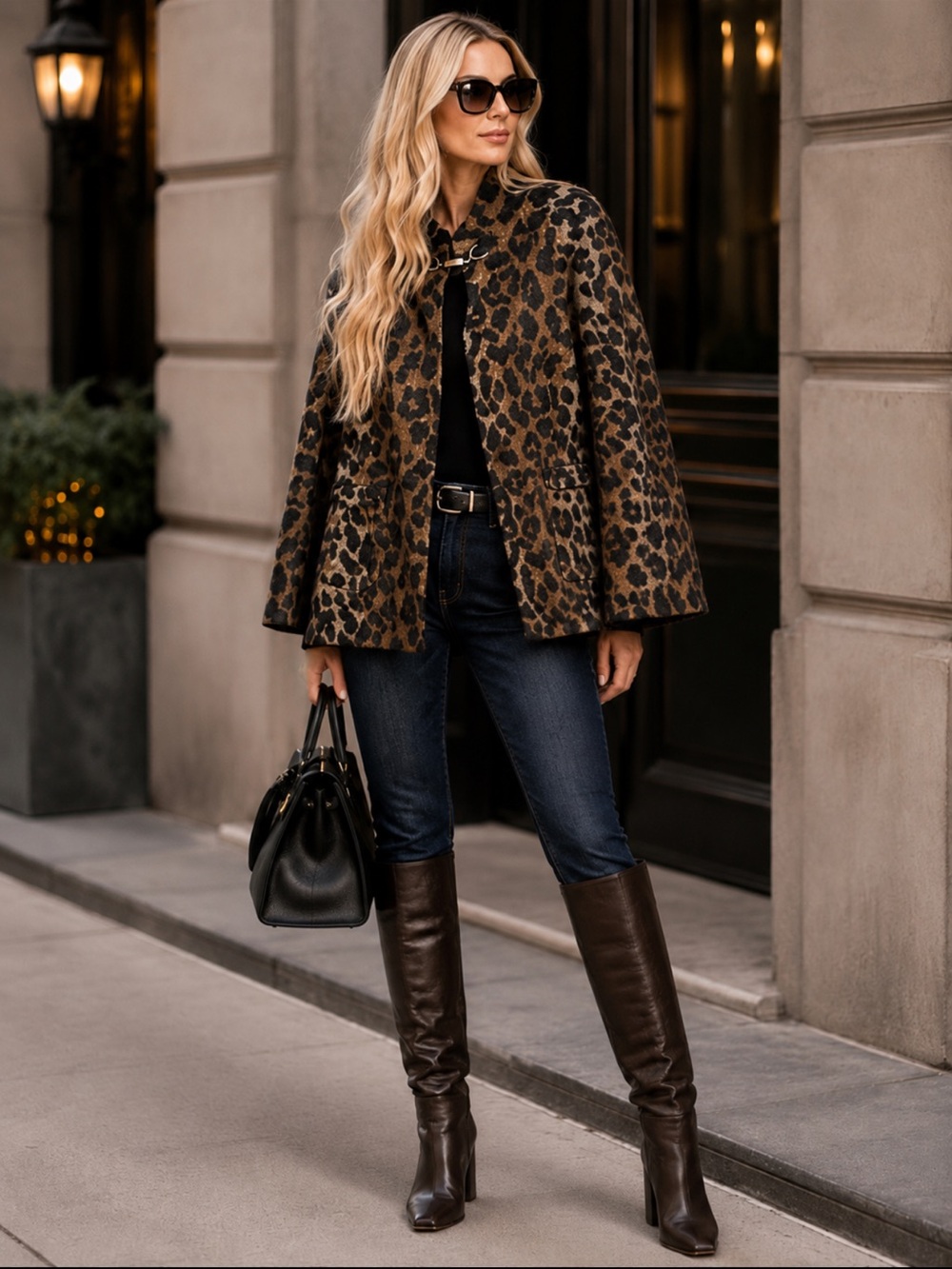 Betsey Johnson Leopard Print Artistic wool blend eclectic statement  Coat L